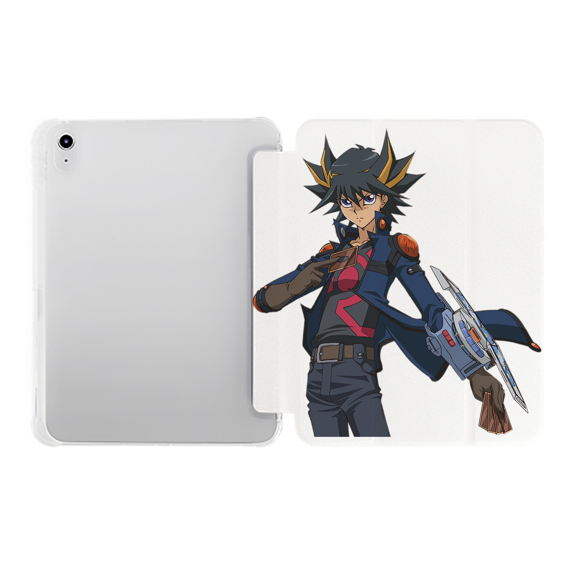 （画像用） 遊☆戯☆王 Yu-Gi-Oh! IPad ケース ペン収納付き 三つ折りスタンド PUレザー×シリコン 対応機種9.5/10.5/10.9インチ